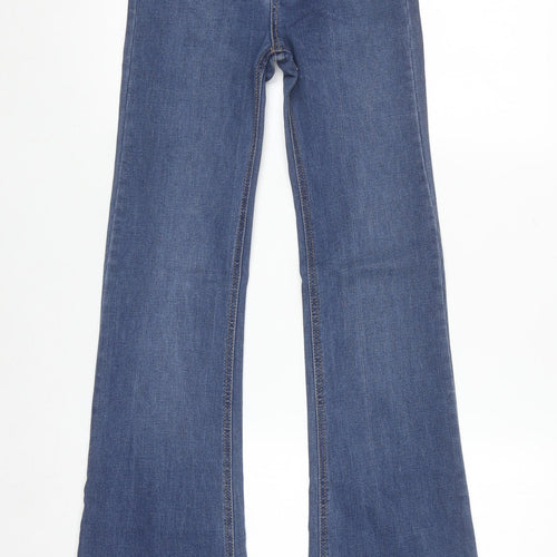 Pull & Bear Women's Blue Flared High Rise Stretch Jeans Size 4