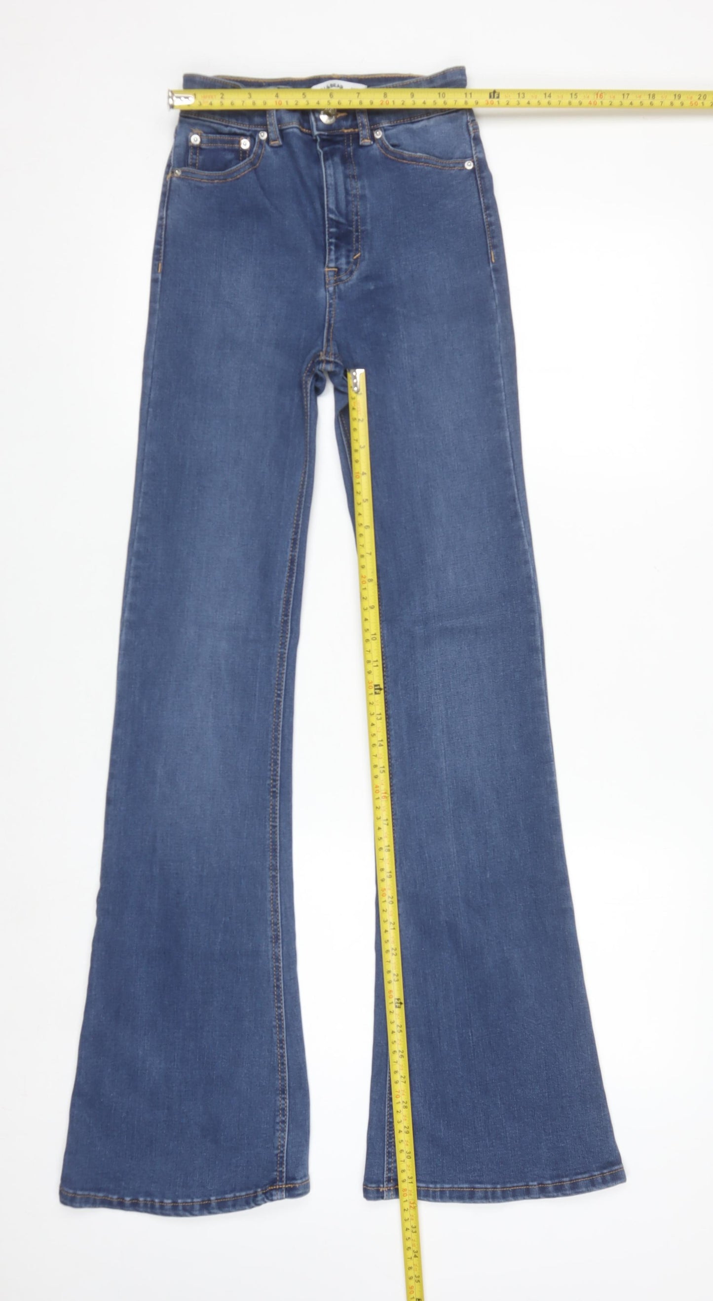 Pull & Bear Women's Blue Flared High Rise Stretch Jeans Size 4