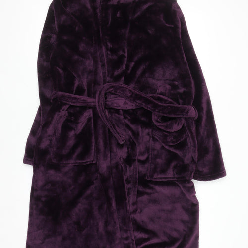 Dunnes Stores Women's Purple Fleece Robe Size 16 Winter Kimono Style