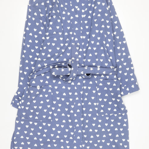 Marks and Spencer Women's Blue Heart Print Cotton Robe 16-18