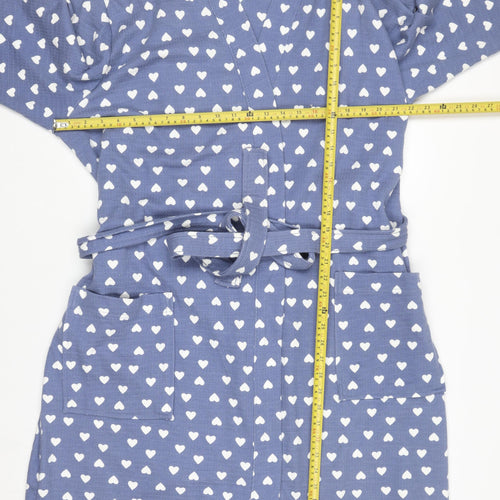 Marks and Spencer Women's Blue Heart Print Cotton Robe 16-18