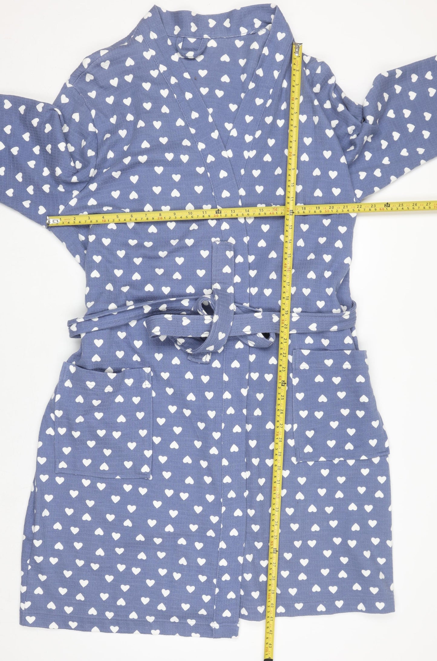 Marks and Spencer Women's Blue Heart Print Cotton Robe 16-18