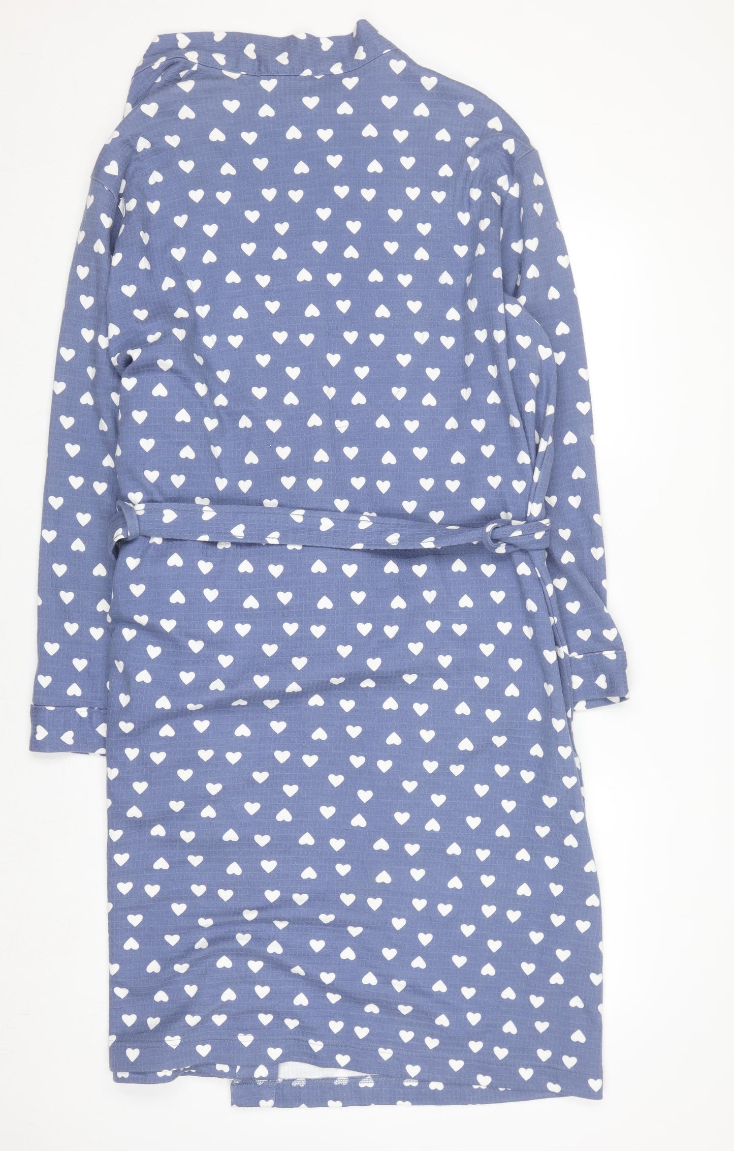 Marks and Spencer Women's Blue Heart Print Cotton Robe 16-18