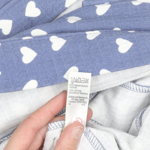 Marks and Spencer Women's Blue Heart Print Cotton Robe 16-18