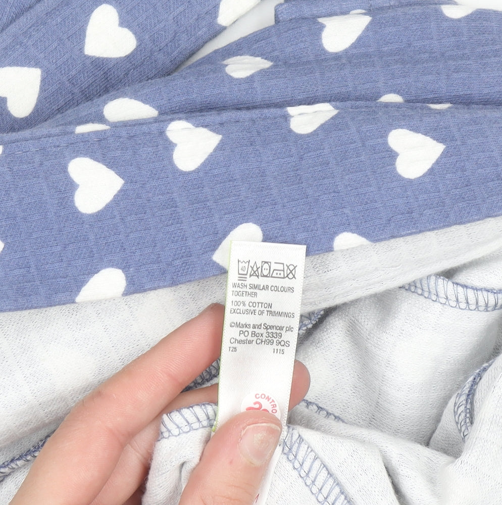 Marks and Spencer Women's Blue Heart Print Cotton Robe 16-18