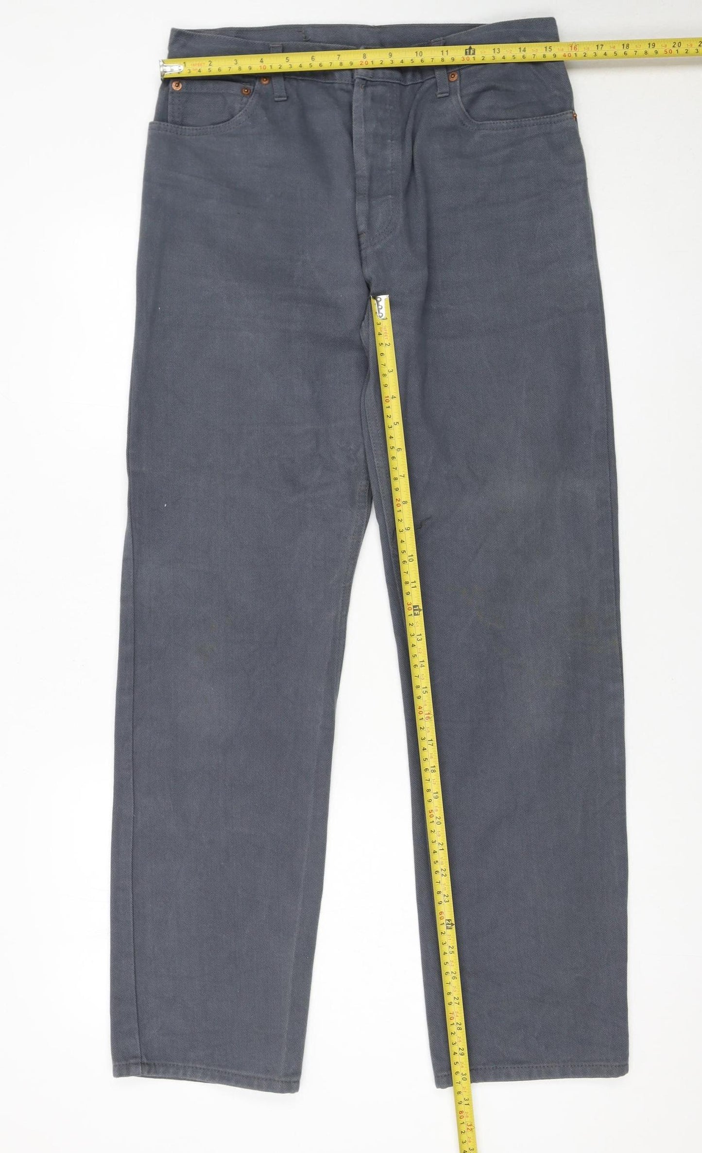 Levi Strauss 501 Men's Grey Jeans 33x36 Straight Leg Denim