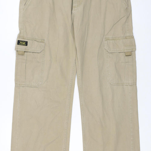 Wrangler Boys Beige Cargo Trousers 16 Husky 100% Cotton Twill Pants