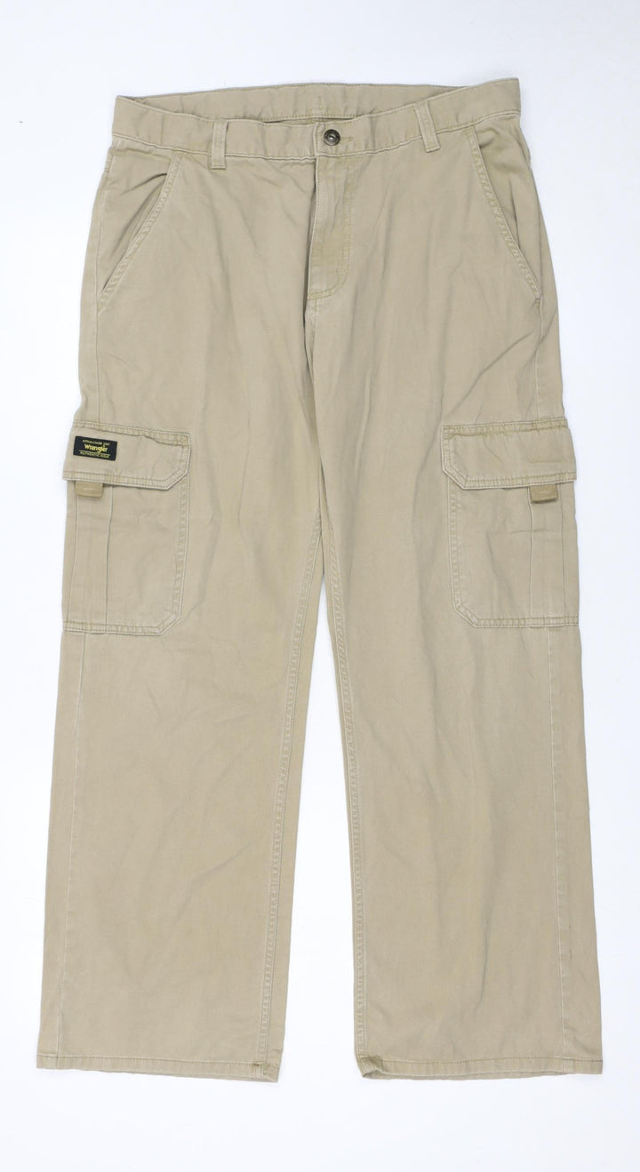 Wrangler Boys Beige Cargo Trousers 16 Husky 100% Cotton Twill Pants
