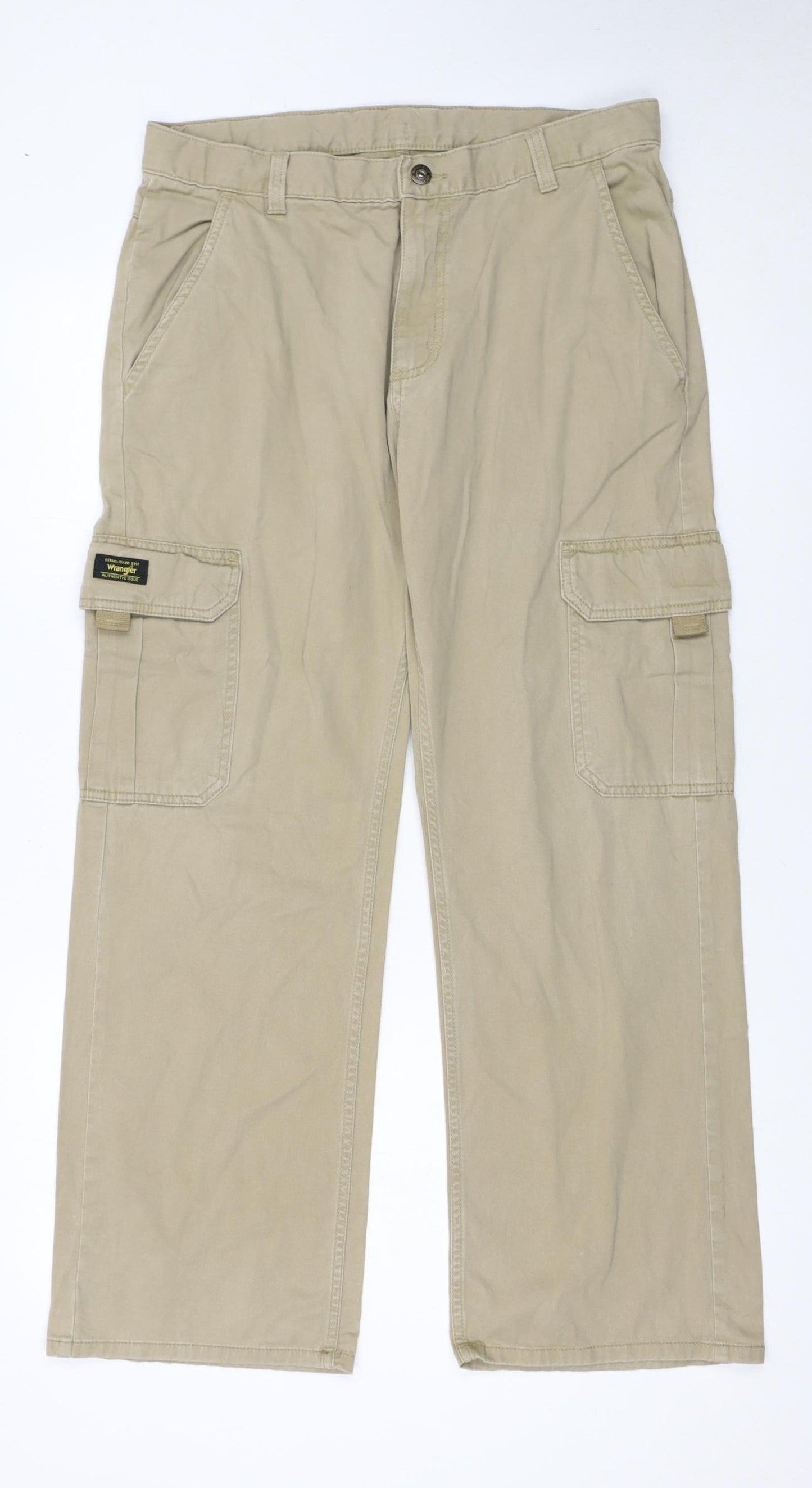 Wrangler Boys Beige Cargo Trousers 16 Husky 100% Cotton Twill Pants