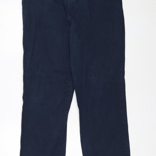 Lee Women's Blue Straight Leg Cotton Stretch Trousers Size 14