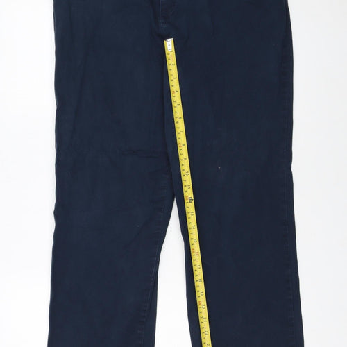 Lee Women's Blue Straight Leg Cotton Stretch Trousers Size 14