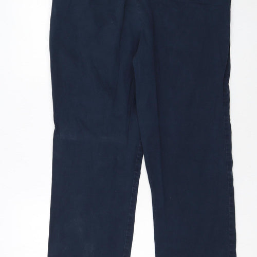 Lee Women's Blue Straight Leg Cotton Stretch Trousers Size 14