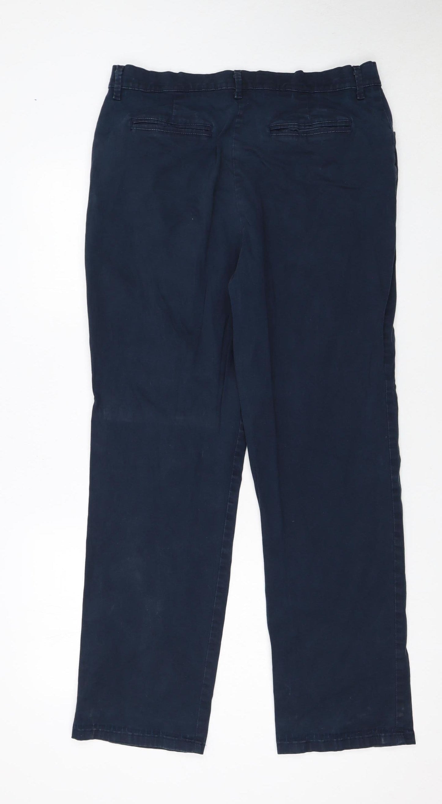 Lee Women's Blue Straight Leg Cotton Stretch Trousers Size 14