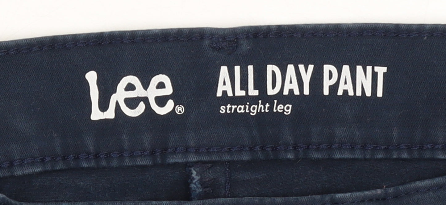 Lee Women's Blue Straight Leg Cotton Stretch Trousers Size 14