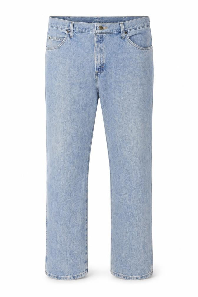 Front view of Wrangler Men's Blue Regular Fit Straight Leg Jeans 38x29