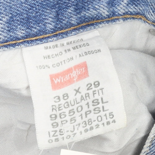 Wrangler Men's Blue Regular Fit Straight Leg Jeans 38x29