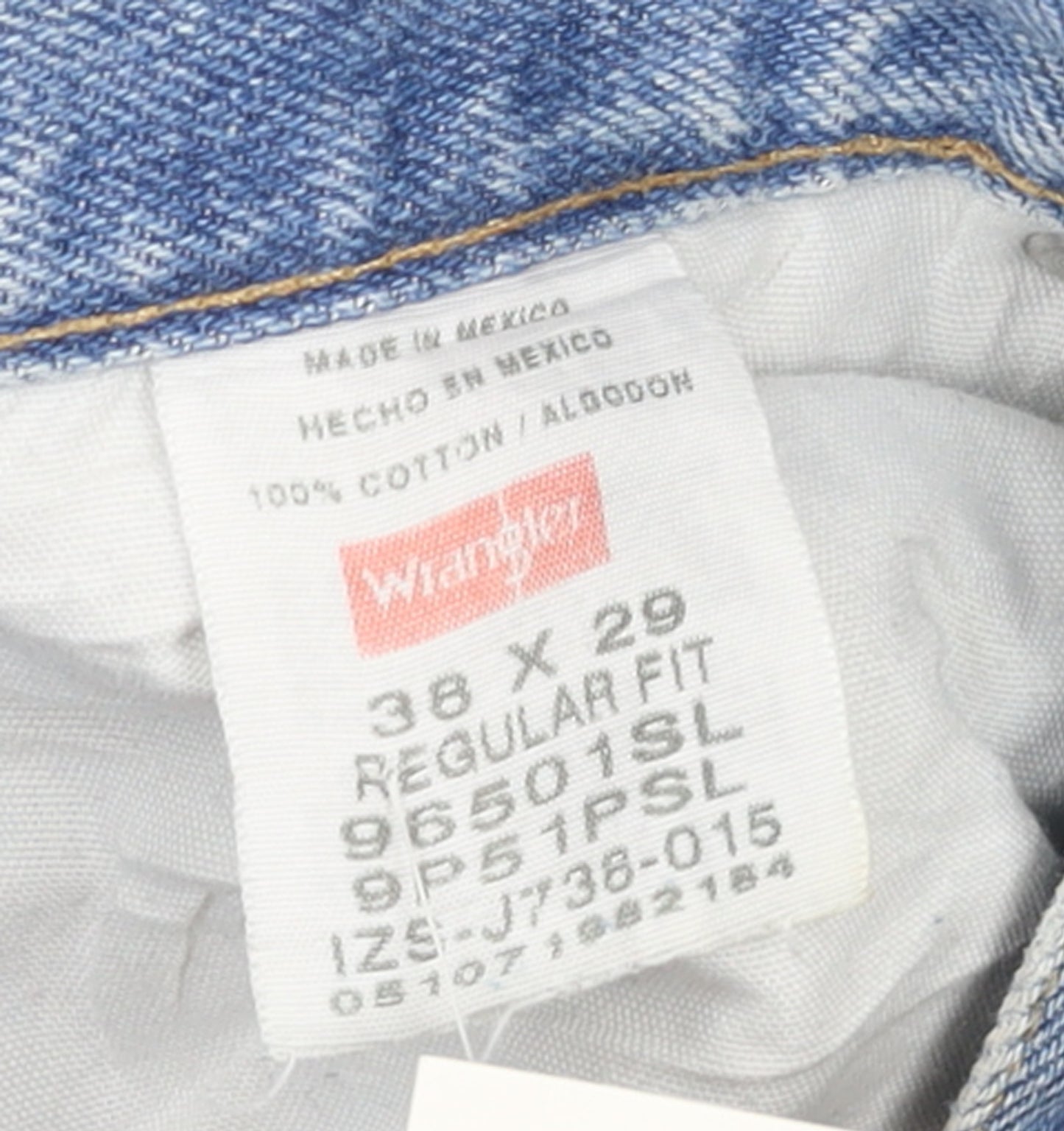 Wrangler Men's Blue Regular Fit Straight Leg Jeans 38x29