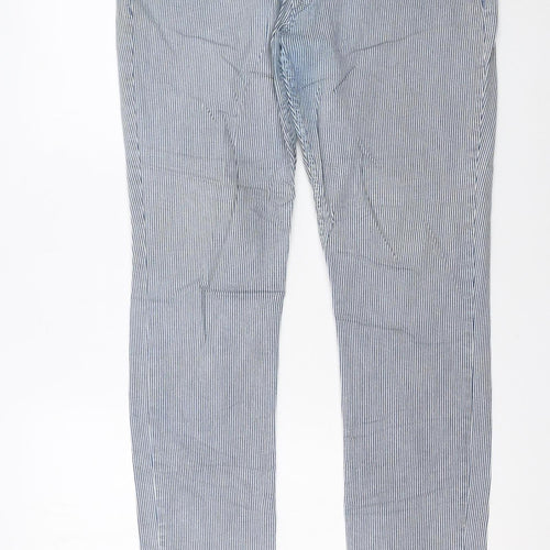Levi’s Women Blue Striped Straight Jeans Size 12 Regular Fit Denim