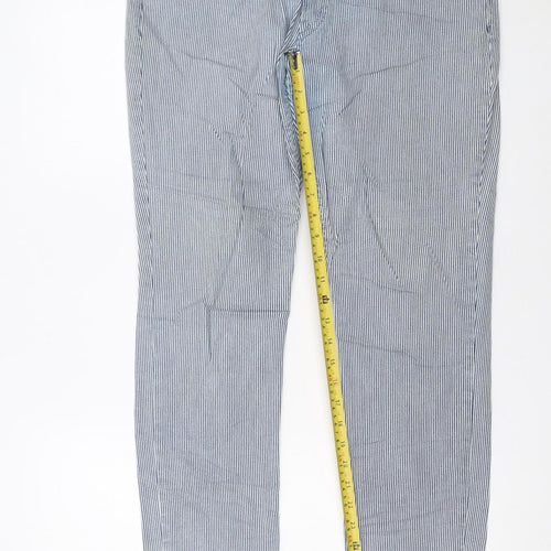 Levi’s Women Blue Striped Straight Jeans Size 12 Regular Fit Denim
