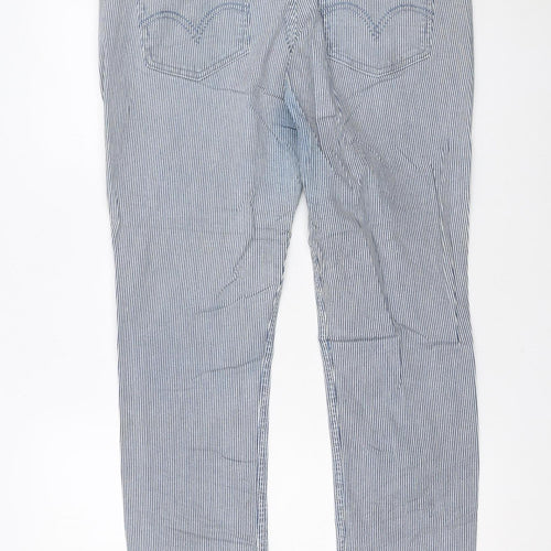Levi’s Women Blue Striped Straight Jeans Size 12 Regular Fit Denim