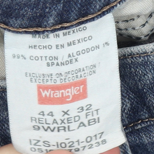 Wrangler Men's Blue Relaxed Fit Straight Jeans 44W 32L Denim