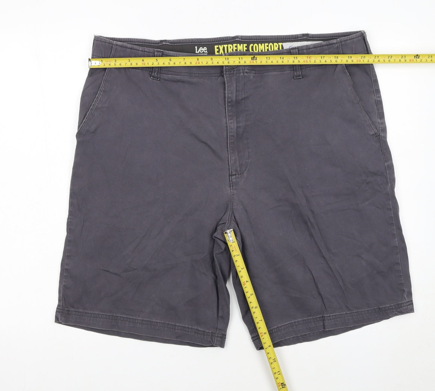 Lee Men’s Grey Chino Shorts Size 42 Regular Fit Stretch Cotton