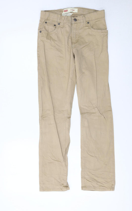 Levi's Boys Beige 511 Slim Trousers 14 Reg Cotton Blend Casual Pants