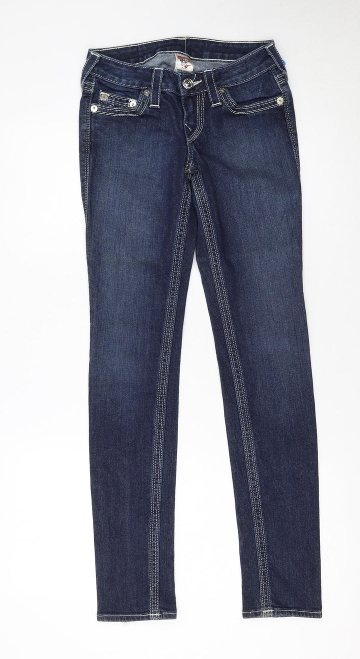 True Religion Women's Blue Skinny Low Rise Stretch Jeans Size 25