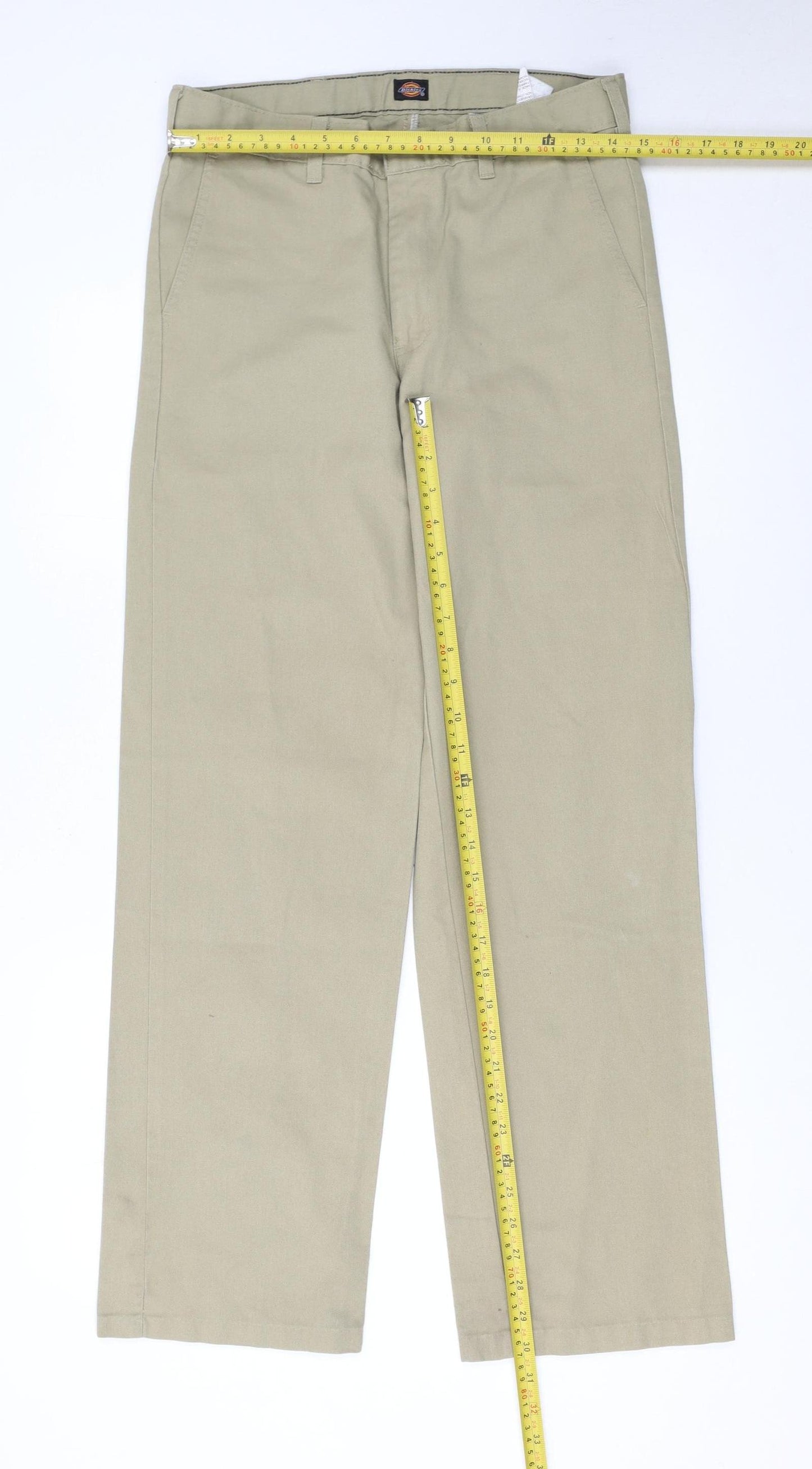 Dickies Boys Beige Chino School Trousers 14 Years 28in Waist Twill