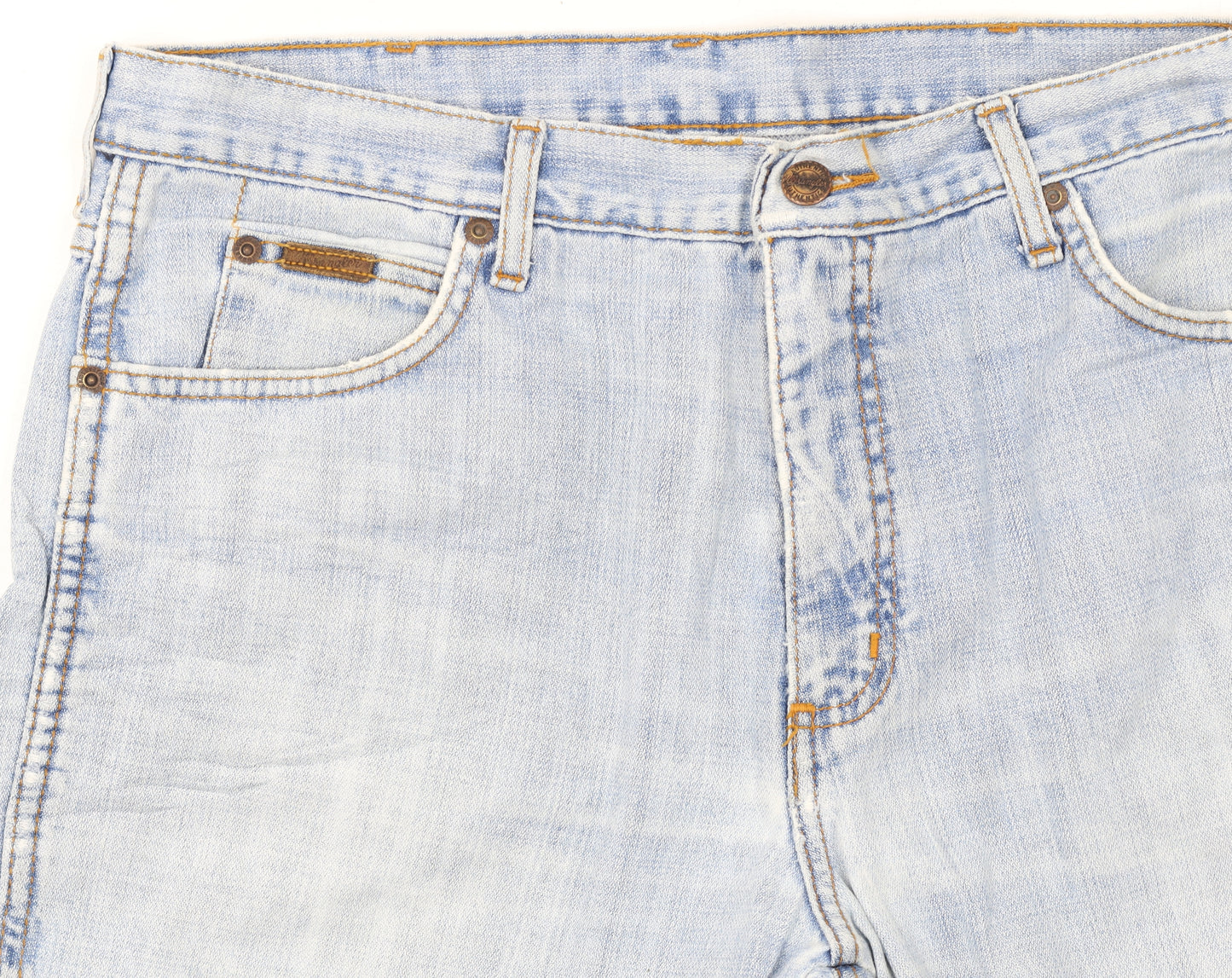 Wrangler Men’s Blue 34x32 Regular Fit Light Wash Straight Jeans