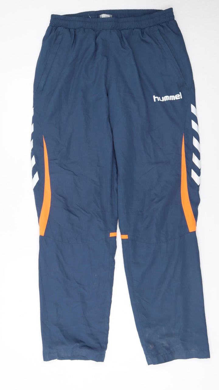 Hummel Men's Blue Track Pants L Elastic Waist Sports Trousers