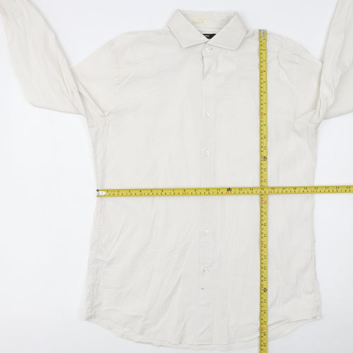 Hugo Boss Men's White Slim Fit Long Sleeve Button-Up Shirt Size 16