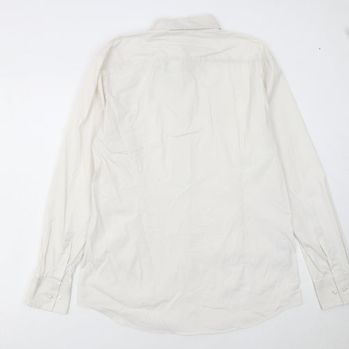 Hugo Boss Men's White Slim Fit Long Sleeve Button-Up Shirt Size 16