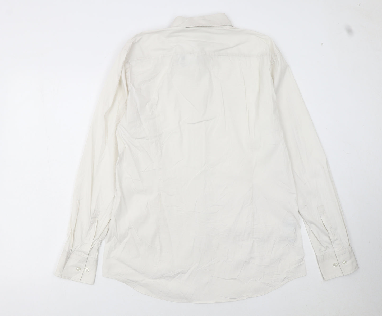 Hugo Boss Men's White Slim Fit Long Sleeve Button-Up Shirt Size 16