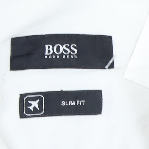Hugo Boss Men's White Slim Fit Long Sleeve Button-Up Shirt Size 16