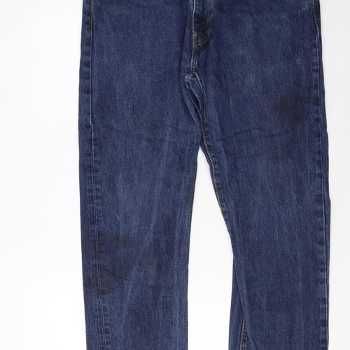Levi Strauss Men's Blue 36x34 Regular Fit Straight Denim Jeans