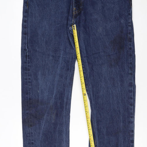 Levi Strauss Men's Blue 36x34 Regular Fit Straight Denim Jeans