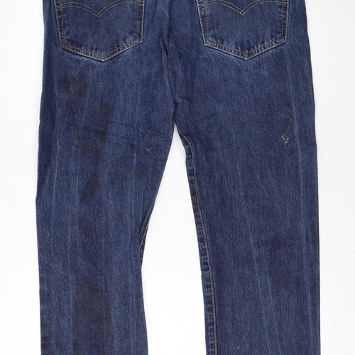 Levi Strauss Men's Blue 36x34 Regular Fit Straight Denim Jeans