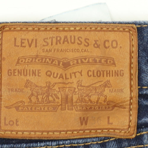 Levi Strauss Men's Blue 36x34 Regular Fit Straight Denim Jeans