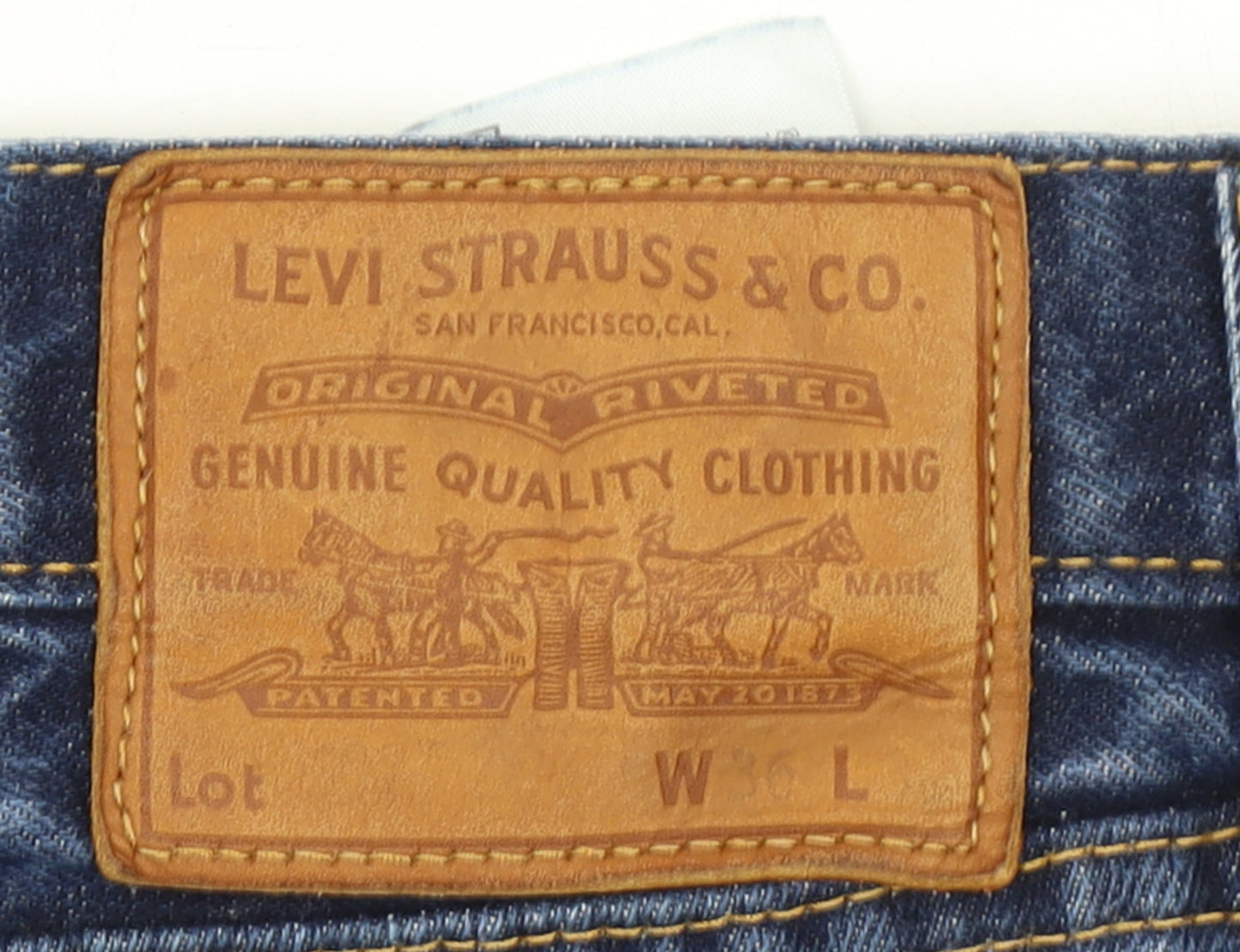 Levi Strauss Men's Blue 36x34 Regular Fit Straight Denim Jeans