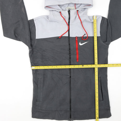 Nike Women’s Grey Full Zip Hoodie Small Cotton Blend Lined