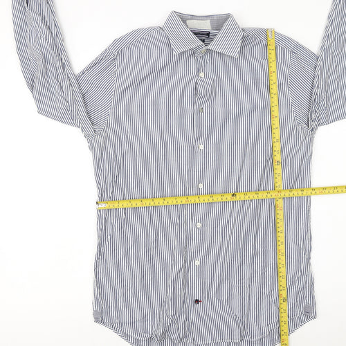 Tommy Hilfiger Men's Blue Striped Slim Fit Button-Up Shirt Size 15.75