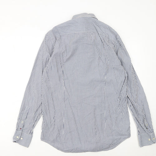 Tommy Hilfiger Men's Blue Striped Slim Fit Button-Up Shirt Size 15.75