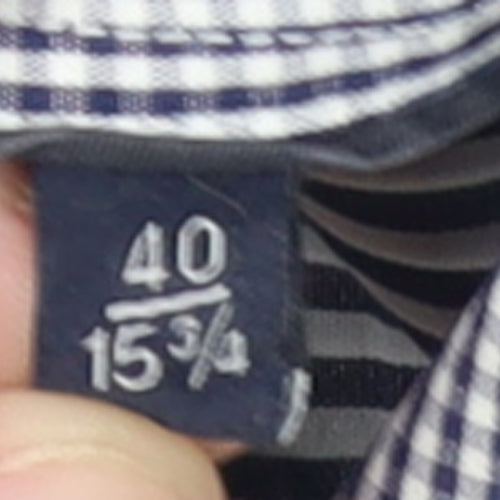 Tommy Hilfiger Men's Blue Striped Slim Fit Button-Up Shirt Size 15.75