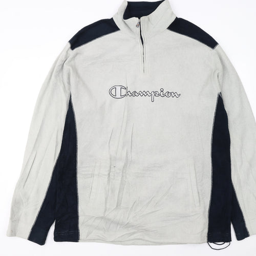 Champion Mens Grey 2XL Fleece 1/4 Zip Pullover Sweatshirt