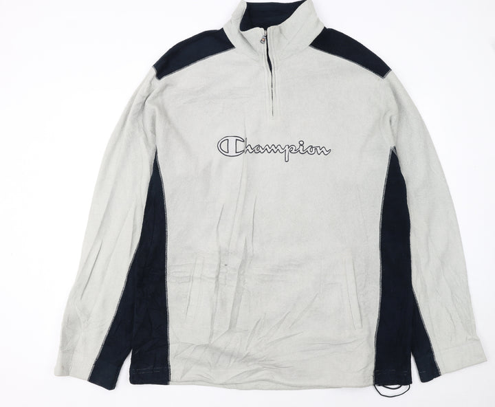 Champion Mens Grey 2XL Fleece 1/4 Zip Pullover Sweatshirt