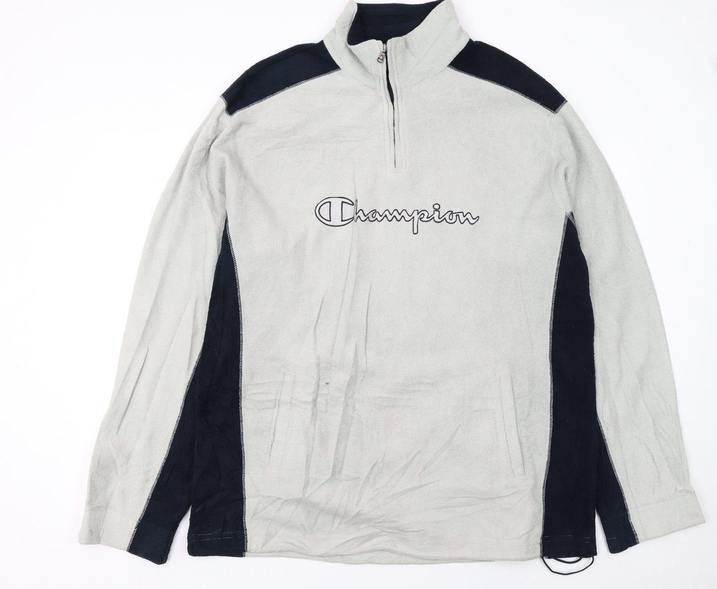Champion Mens Grey 2XL Fleece 1/4 Zip Pullover Sweatshirt