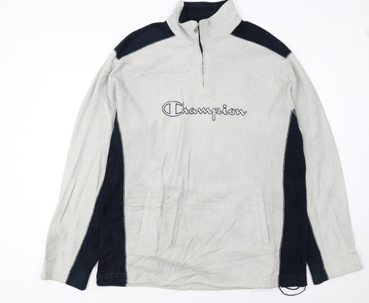 Champion Mens Grey 2XL Fleece 1/4 Zip Pullover Sweatshirt