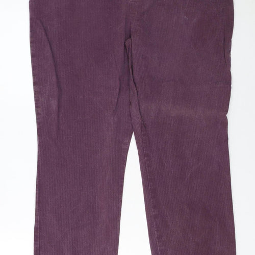 Lee Women's Purple Corduroy Tapered Leg Regular Fit Trousers Size 14