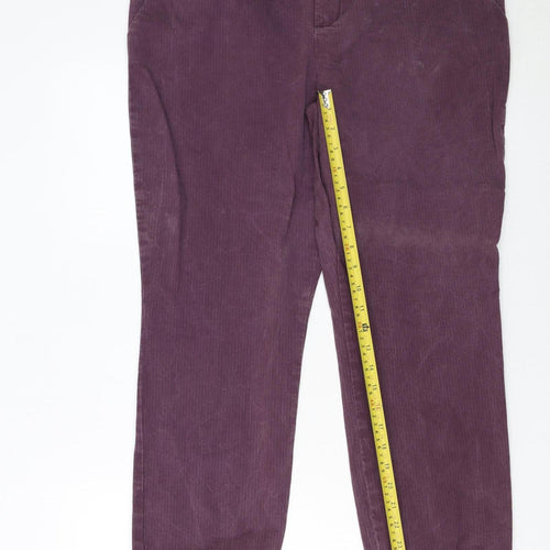 Lee Women's Purple Corduroy Tapered Leg Regular Fit Trousers Size 14